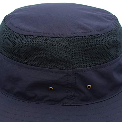 Duakrs Unisex Wide Brim Sun Hat,Outdoor UPF 50+ Waterproof Boonie Hat Summer UV Protection Sun Caps Deep Blue - Thumbnail 4