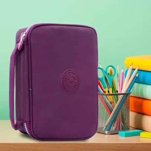 Estojo escolar grande para 100 lapis em Nylon com 25 elasticos (Verde)