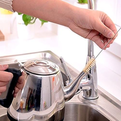 Image of NYRWANA Straw Cleaning Brush Long | Straw Cleaning 360 Degrees Rotation Long Handle Brush | Steel Wash Drinking Pipe Straw Brushes Brush Cleaner