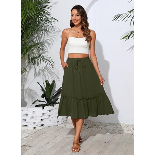 Image of Witsmile High Waist Tiered Skirts for Women Flowy Skirts for Women Long Length with Pockets 2026 Fashion Trendy