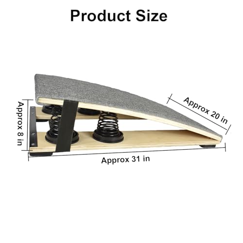 ASENVER Grey Spring Assisted Springboard Spring Boards for Sporter Wooden Spring Pedal Elastic Board for Athletics Training (31.5\" L x 19.7\" W)