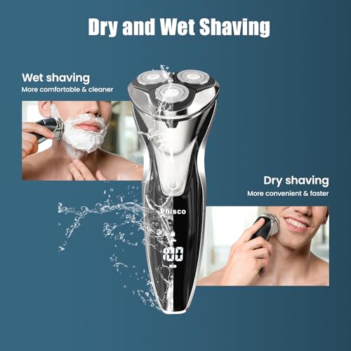 Phisco-Mens-Electric-Shaver-Pro-Stainless-Steel-Blades-90-3D-Floating-Head-Pop-Up-Trimmer-IPX7-Waterproof-Rechargeable-Smart-Sensor-Quiet-Operation-with-Balanced-Blades