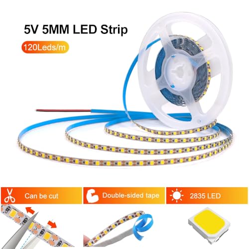 Tira LED flexible multicolor 5V 8MM 600 LEDs 5mm miniatura 2