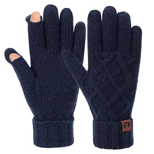 ZASFOU Femmes Hiver Warm Stretch Show Finger Gants à écran tactile Câble Tricot Côtelé Poignets Gants Cover