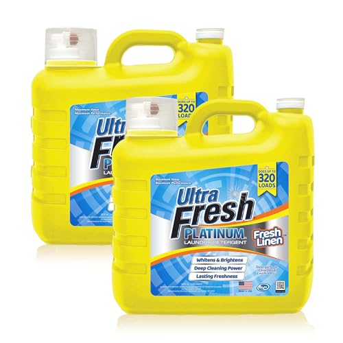 Ultra Fresh 2 Pack Platinum Liquid Laundry Detergent up to 320 Loads, Fresh Linen - Deep Cleaning Power and Fresh Scent for Washing Clothes