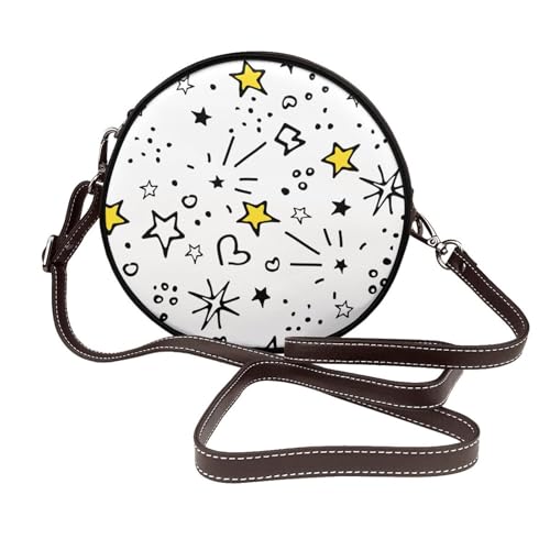 Sac rond cœur et étoile en cuir végétalien à bandoulière modulable