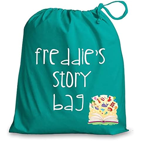 Busy Hands & Feet Personalised Turquoise Children's Story Bag Drawstring Bag Cover
