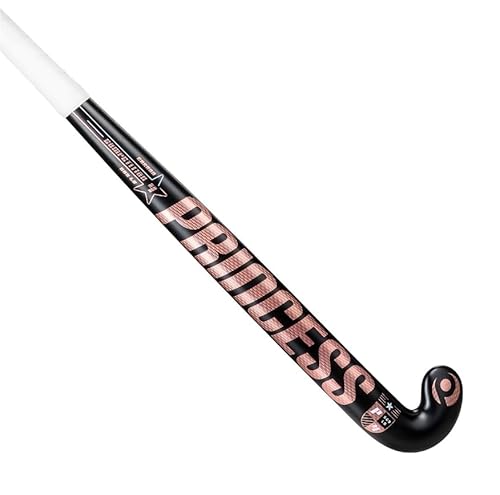 Princess 4 Star SG9-LB Field Hockey Stick, 50% Carbon Construction, Gray, Low Bow Design with Maxi-Hook for Advanced Players (Pink on Black, 36.5