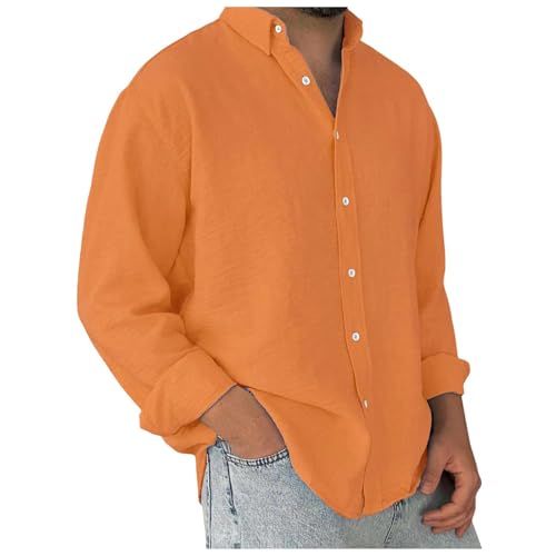 Caxndycing Chemise à manches longues pour homme - En coton et lin - Coupe ajustée - Coupe ajustée - Chemise de plage légère - Décontractée - Couleur...