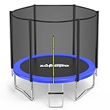 Zupapa 8ft (244cm of Diameter) Heavy Duty Trampoline with Enclosure Net & Non-Slip Ladder for Kids & Adults, Family Outdoor Backyard Fun