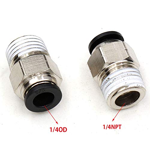 CEKER PC 1/4" Od x 1/4" NPT Thread Push to Connect Pneumatic Tube Fitting Male Straight Union Fittings Push Fit Connector Quick Release Air Fittings 5Pack - Thumbnail 4