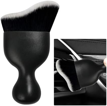 Ziciner Car Detailing Brush, Curved Soft Bristles Auto Removal Dust Collectors, Universal Vehicle Dashboard, Air Conditioner Vents etc Interior Cleaning Tool Accessories (Black/White)