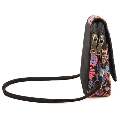 Image of SILKAREA Embroidered Cute Mini Crossbody Bag for Women Small Handbags Wristlet Wallet Bag Cell-phone Pouch Coin Purse