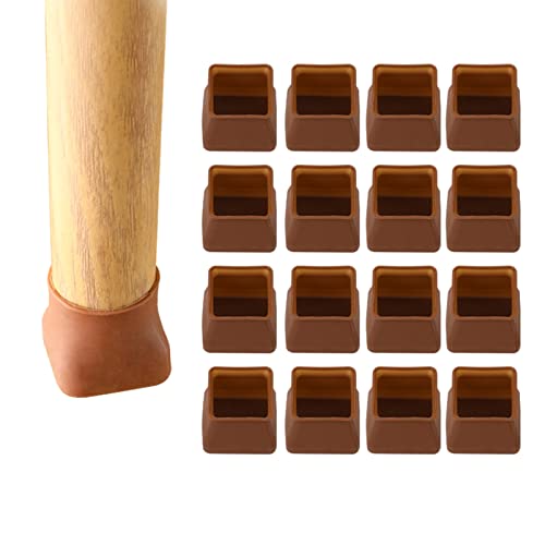 CWYP-038 16 Uds Silla Pierna Caps Cuadrada Tapas de Patas de Muebles Protectores Piso Silicona Protectores Almohadilla de Patas Sillas para Antideslizantes Insonorizada (25-30 mm,Marrón)