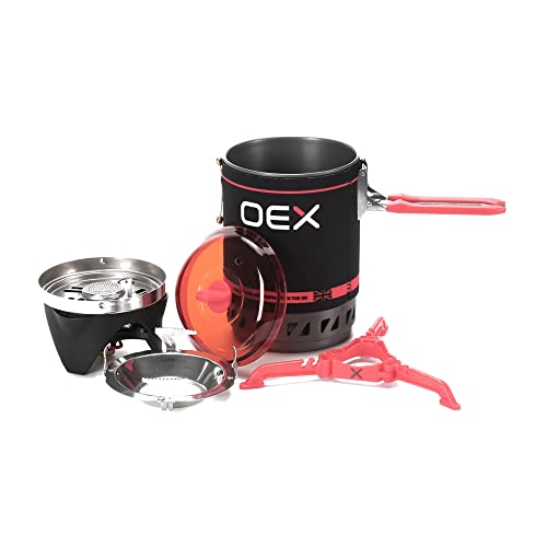 OEX Tacana Solo Camping Stove Set with Canister Support Stand and Sleeve, Black, Black, One Size