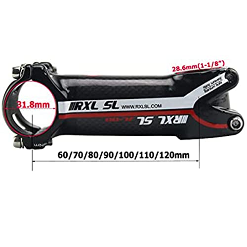 RXL SL 6° Carbon Road Stem Carbon Stem Road Bike Stem Carbon Handlebar Stem 60 Riser MTB Stem for Mountain Bike Road Bike 60mm 6 Degree BMX MTB Aluminum Alloy + Carbon Red 31.8mm Stem - Thumbnail 5