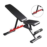 ✔ 【COMFORTABLE & ERGONOMIE】: Bequemer hoher Dichte Schaumstoffpolsterung und Körper sichert Sitz fest und während des Trainings reduziert die Ermüdung der Muskeln.Dieses Gewicht Bank verfügt über ein weiches Leder, das mit dichtem Schaumstoff gefüllt ist, so dass es bequem ist, mehrere Übungen zu machen.