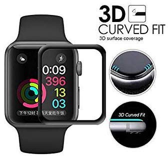 LucBuy Protector de Pantalla Apple Watch de 38 mm/42 mm para el Protector de Pantalla de Vidrio Templado iWatch Cobertura Total 3D, Anti-Burbujas HD, antiarañazos para iWatch Serie 3/2/1 (38mm)