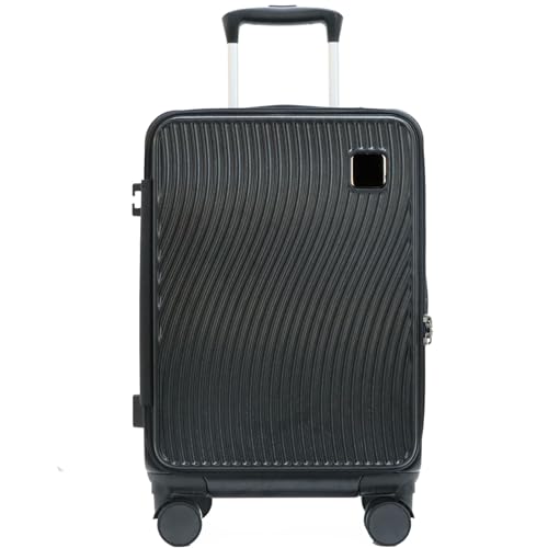 20 Inch Expandable Carry on Luggage PC Hard Shell TSA Suitcase Top Opening 360°Rolling Wheels Travel Luggage Suitcase(Black) by BOBOYM - Used condition - CA$49.72