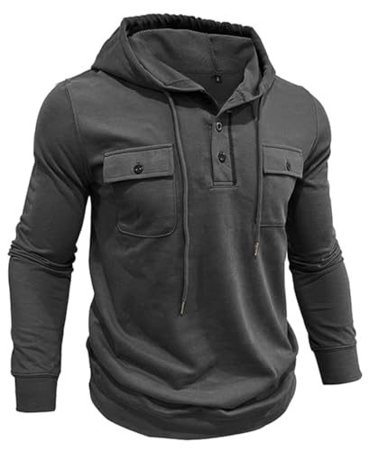 Mens Thin Hoodies Casual Sweatshirts Long Sleeve Drawstring Lightweight Pullover Button Shirts with Pocket4