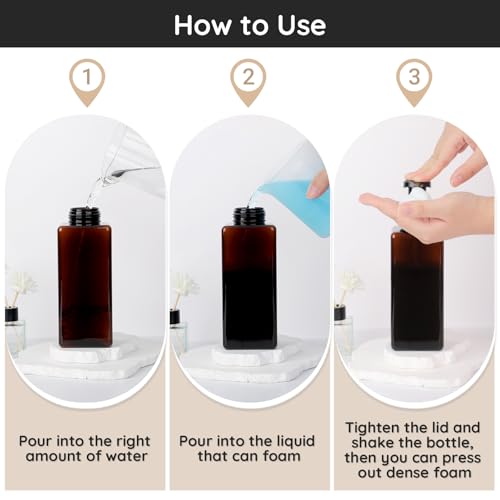 Image of Segbeauty 22oz Amber Bottle Set with Foaming Pump, 2pcs Empty Bathroom Hand Soap Dispenser with Labels, 650ml Amber Refillable Foam Pump Bottle Container for Liquids Shampoo Body Wash Facial Cleanser