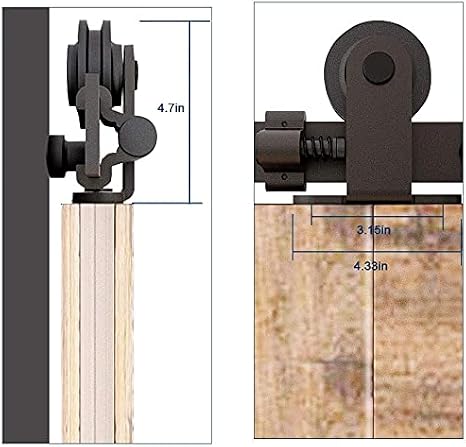 CCJH 152CM (5FT) Sliding Barn Door Hardware Kit, Heavy Duty Carbon Steel Sliding Door Closet Track Set for Single Door - T Style Hanger