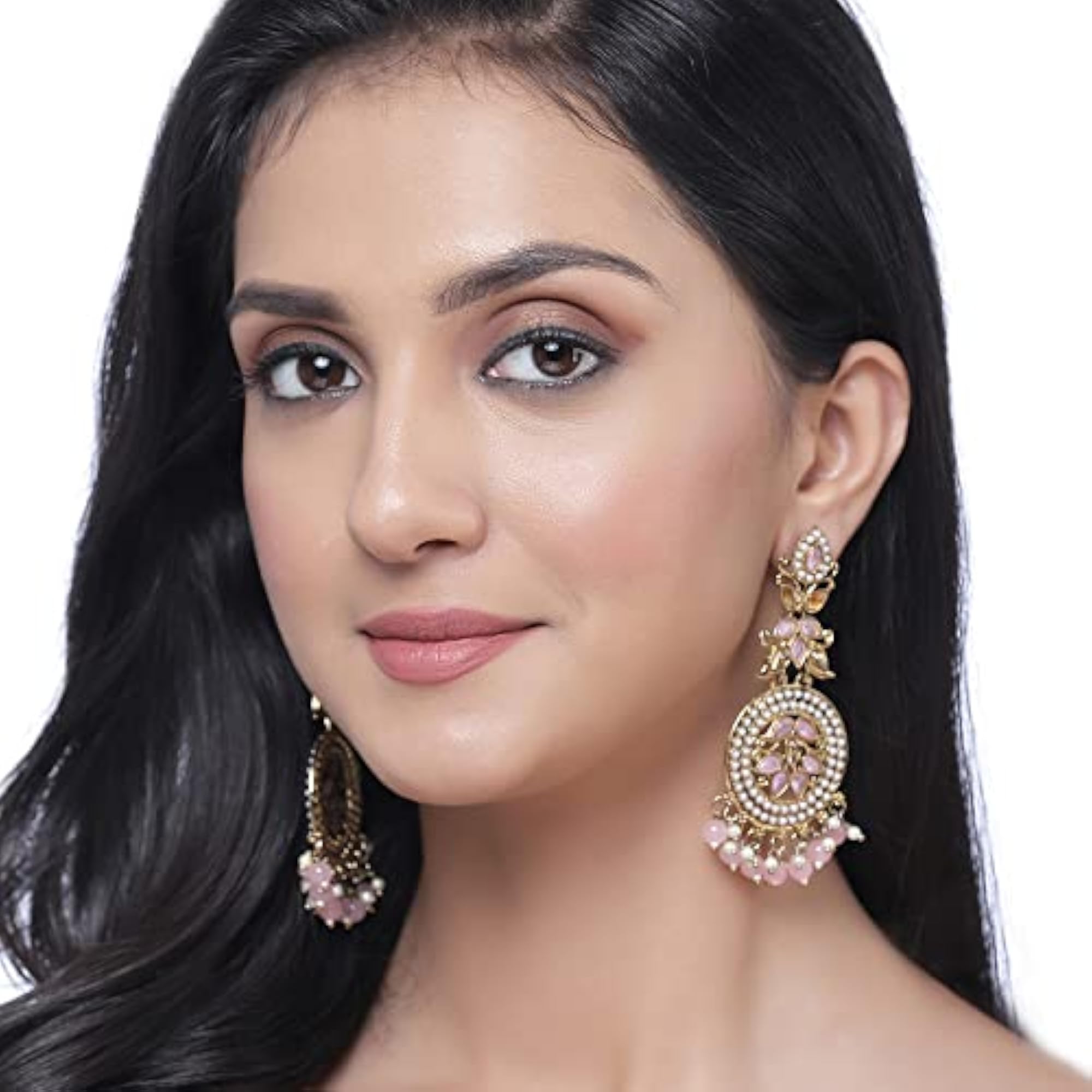 Gold-Plated Kundan Jhumka Earrings