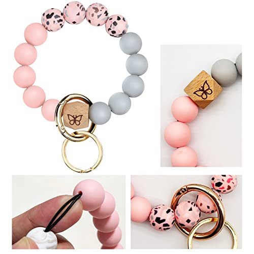 Keychain Bracelet Wristlet With Wallet Card Holder Pocket,Tassel Keychain Bangle Key Ring For Women #TOP2