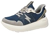 Stoke Shoes Men's FO-MO Athletic-Inspired Wide Sneakers, Navy/Grey, 11 XW