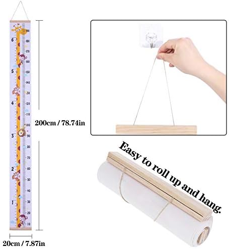 Baby Height Growth Chart, Wall Hanging Measuring Ruler for Kids, Removable Canvas and Wood Wall Ruler Bedroom Nursery Wall Decoration