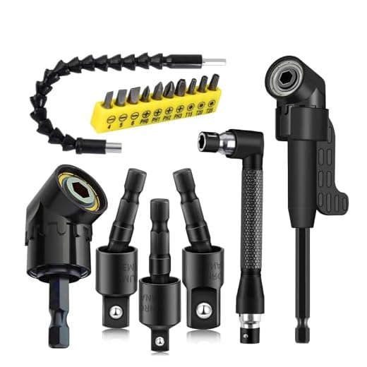 17Pcs Flexible Drill Bit Extension, Include 3Pcs Rotatable Socket Adapter 2Pcs Hex Shank 105° Right Angle Drill Attachment 10 Short Screwdriver Bits 90° Angled Bits and Bendable Extension