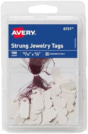 Avery Jewelry Tags, 0.8125 x 0.375 Inches, Pack of 100 (6731) Avery Jewelry Tags, 0.8125 x 0.375 Inches, Pack of 100 (6731)