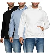 PURE CHAMP 3 Pack Fleece Hoodies for Men Long Sleeve Essentials Hoodie Cotton Active Athletic Wor...