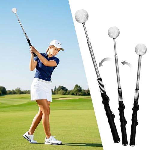 Puedno Einziehbare Golf Trainingshilfen mit Golfschwung-Armband, Telescopic Golf Swing Training Aid, Golf Trainingshilfe, Golf Griff Trainingshilfe für Aufwärmübungen