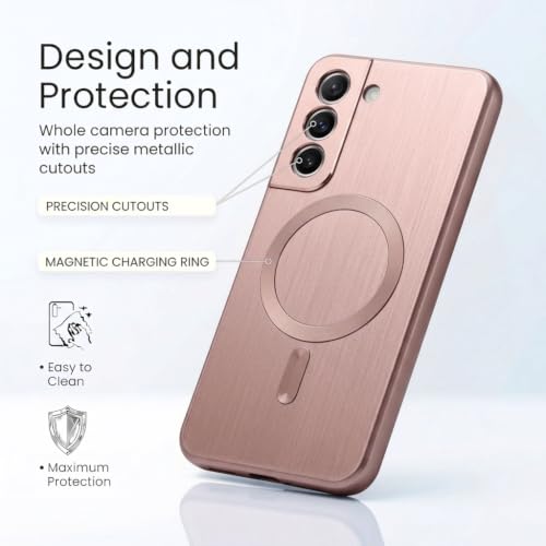 Image of amazon basics Premium Mag-Safe Case for Samsung Galaxy S21FE 5G | Shockproof & Anti-Scratch Cover | Soft Silicone with Wireless Charging | Camera Lens Guard - Rose Gold