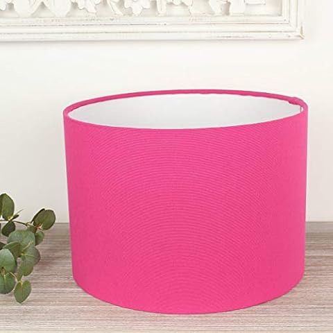 Alora Fuchsia Pink Drum Lampshade (White Lined, 40cm Diameter Ceiling Pendant) Cover