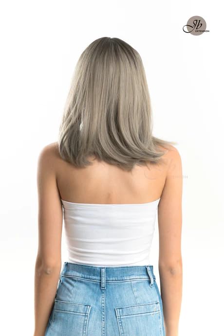 Miniatura 5 de VALENTINA - Peluca corta estilo Bob marrón claro con flequillo completo, raíces oscuras, pelucas rectas sin pegamento para mujer, longitud al