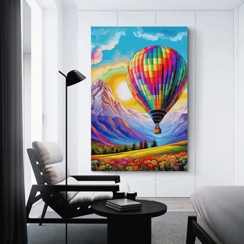 Cuadro de globo aerostático pinturas murales póster impresiones lienzo para dormitorio 3
