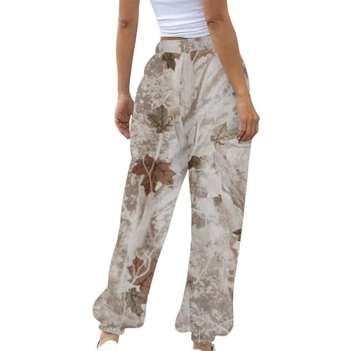 Womens Camo Cargo Pants High Waisted Wide Leg Casual Baggy Trousers Stretchy Y2K Sweatpants with Pockets3