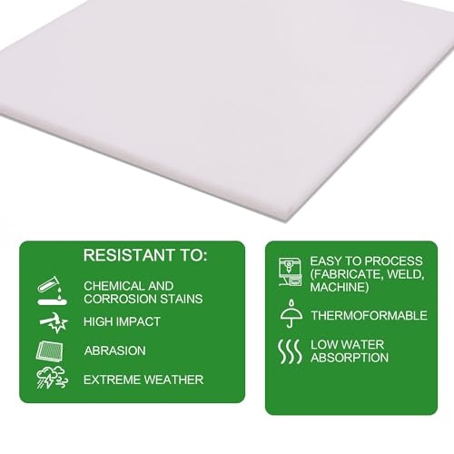 Bocolon High Density Polyethylene Sheets HDPE Plastic Sheet Board for DIY, Heavy Duty Industry, 1/4" Thick,Size 6" x 6", White Color - Image 3