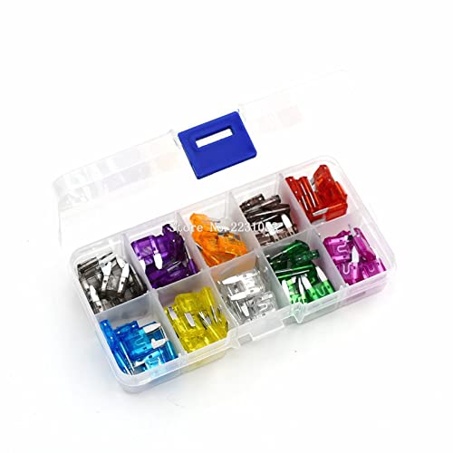 Fusibles Kit de fusibles pequeños 100PCS Auto Automotriz Coche Barco Camión Hoja Caja de fusibles Conjunto Surtido, 2A 3A 5A 7.5A 10A 15A 20A 25A 30A 35A