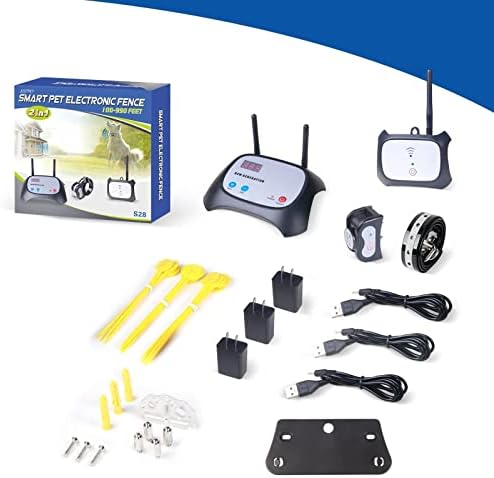 JUSTPET Wireless Dog Fence with Additional Transmitter, Electric Dog Fence with Training Collar, Dual Antenna, Adjustable Control Range 100-990ft, IPX7 Waterproof Rechargeable, Harmless for Dogs