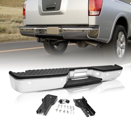 Aosky Rear Back Bumper Assembly Compatible with 2004-2015 Nissan Titan with Sensor Holes Chrome