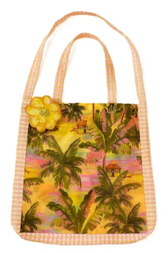 Farm Bolsa Dobrável Me Leva com Chaveiro, Estampa Tropical, Nylon, 40x42x6 cm, 10 Litros