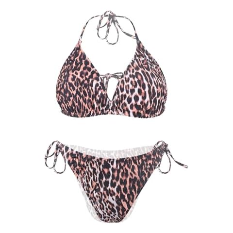 JIAHG Women's Leopard Print High Waisted Bikini Set Cover