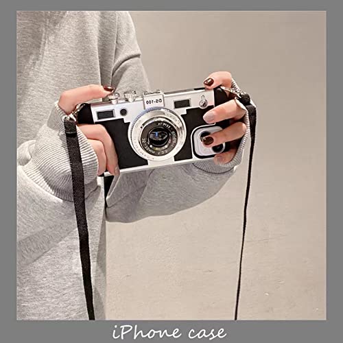 Yakvook Emily In Paris Phone Case For Iphone 13 Pro Max Cute 3D Vintage Camera Phone Case With Lanyard Adjustable Shoulder Strap Unique Cool Silicone Pc Case For Iphone 13 Pro Max Girls Women Black #TOP1