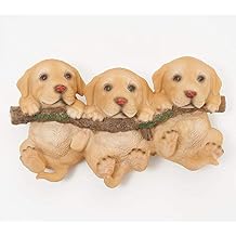 Plow & Hearth Evergreen Garden Cute Animal Themed Wall Art for Dog Lovers - Golden Retriever Trio on Branch Wall Canvas