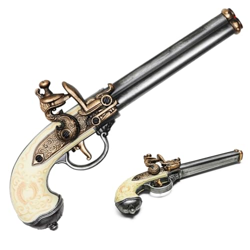 10.5” 17th & 18th Century Historical Italian Flintlock Foam Pistol Replica for Cosplay Display Prop, Halloween Costume Accessory, Collectible Gift