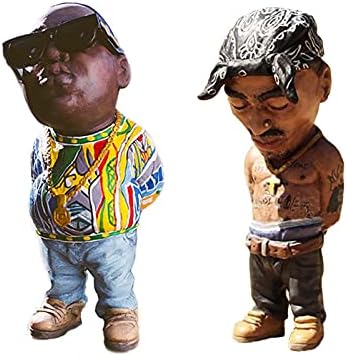 2 Pieces Gift for Hip Hop Lover Figurines Alkyne Legend Commemorative Resin Figurines Ornaments - Handmade The Late Rap Music Star Sculptures 4in, Funny Gimmick , Friends