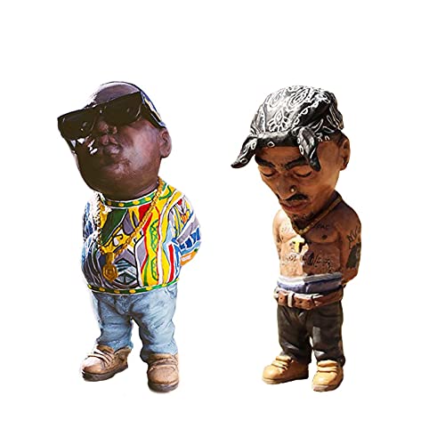 2 Pieces Gift for Hip Hop Lover Figurines Alkyne Legend Commemorative Resin Figurines Ornaments - Handmade The Late Rap Music Star Sculptures 4in, Funny Gimmick , Friends
